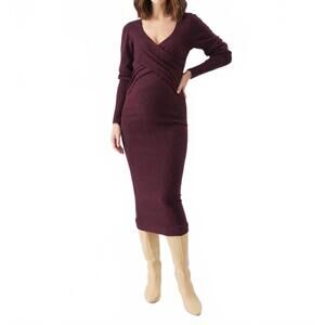 NEW RIPE heidi nursing knit dress in burgundy